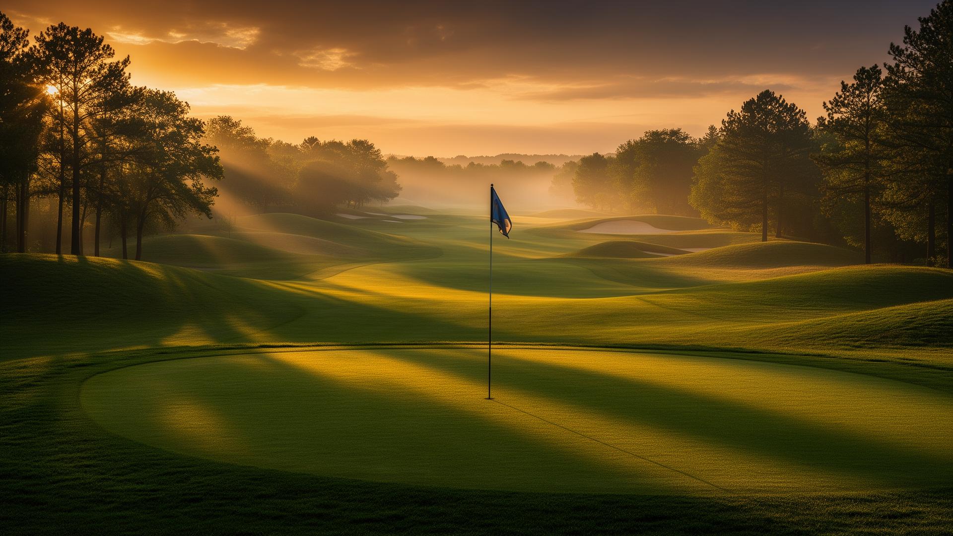 Sunrise over a golf course